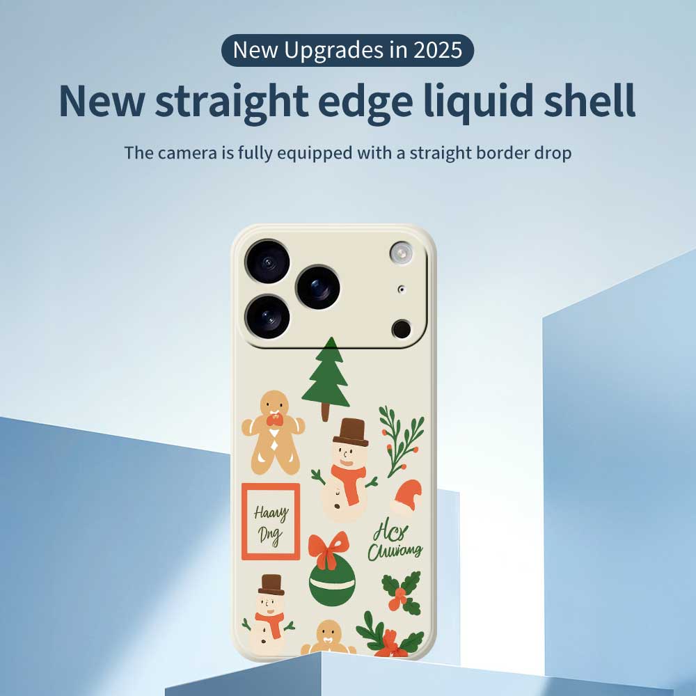 For iPhone 17 Pro Max Case Christmas Snowman Pattern Printing Straight Edge TPU Phone Back Cover