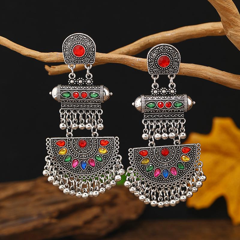 Colorful Bohemian Fan-Shaped Alloy Dangle Earrings
