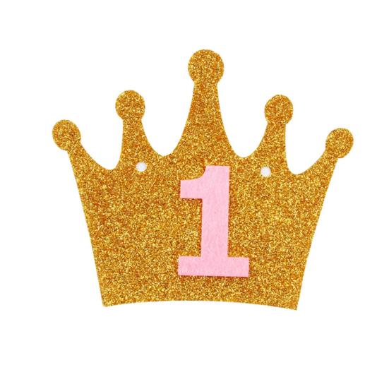 1st Baby Birthday Party Glitter Crown Monthly Photo Banner 1-12 Months Garland