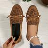 Cow Suede Round Toe Flats Spring/autumn Slip-on Women's Shoes on Sale 2025 New Solid Butterfly-knot Tassel Women's Shoes