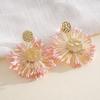 Round Shape Dangle Earrings Floral Design Drop Earrings Raffia Earrings  Photo Shoot