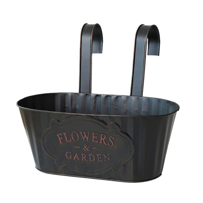 Deck Railing Planter Boxes Fence Planter for Outdoor Metal Hangable Flower Pots for Fence Garden Patio Window Houseplant Boxes