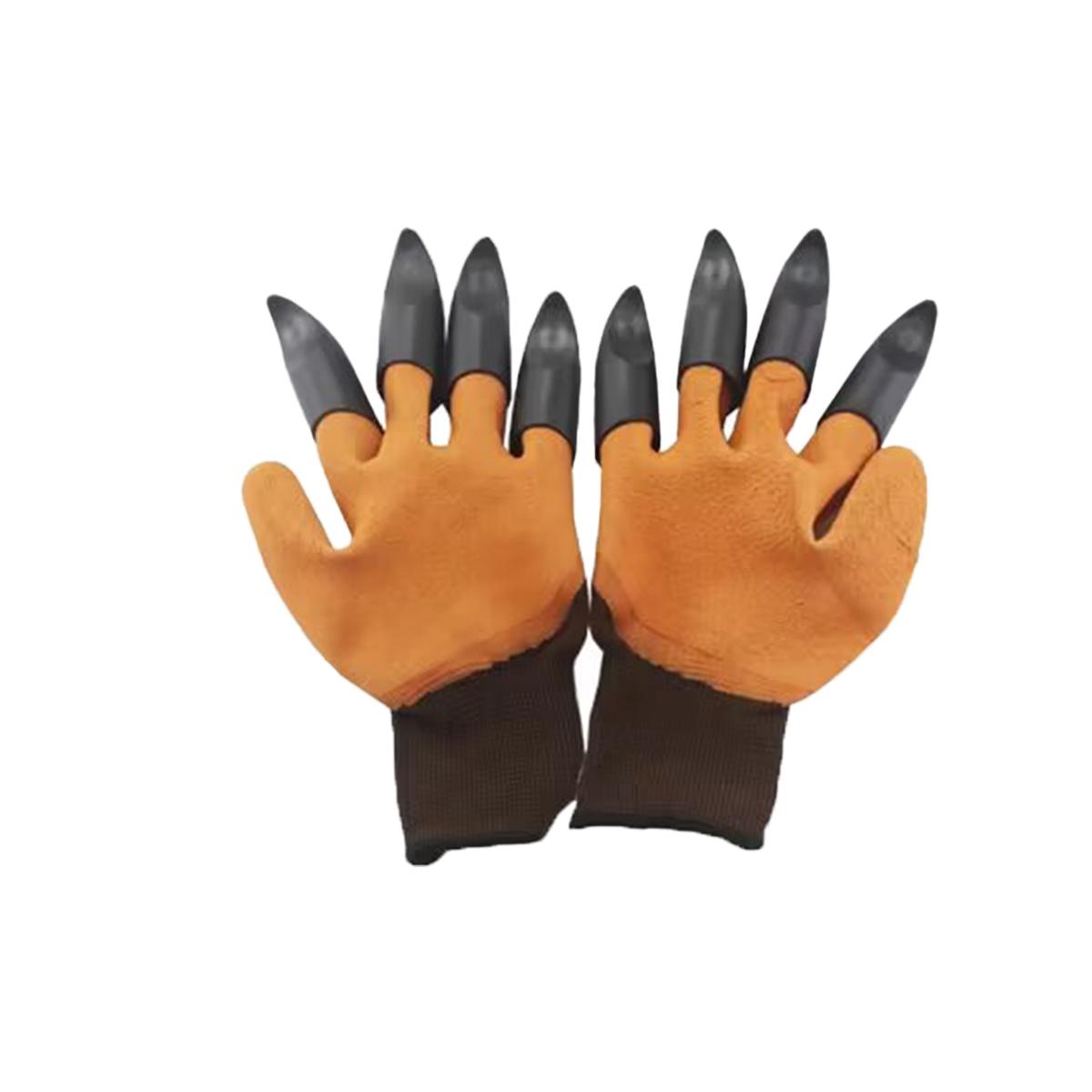 

1 пара - Садовые перчатки с когтями для копания, посадки, защитные латексные перчатки, прочные, водонепроницаемые, устойчивые к проколам, дышащие, для домашних работ коричневый