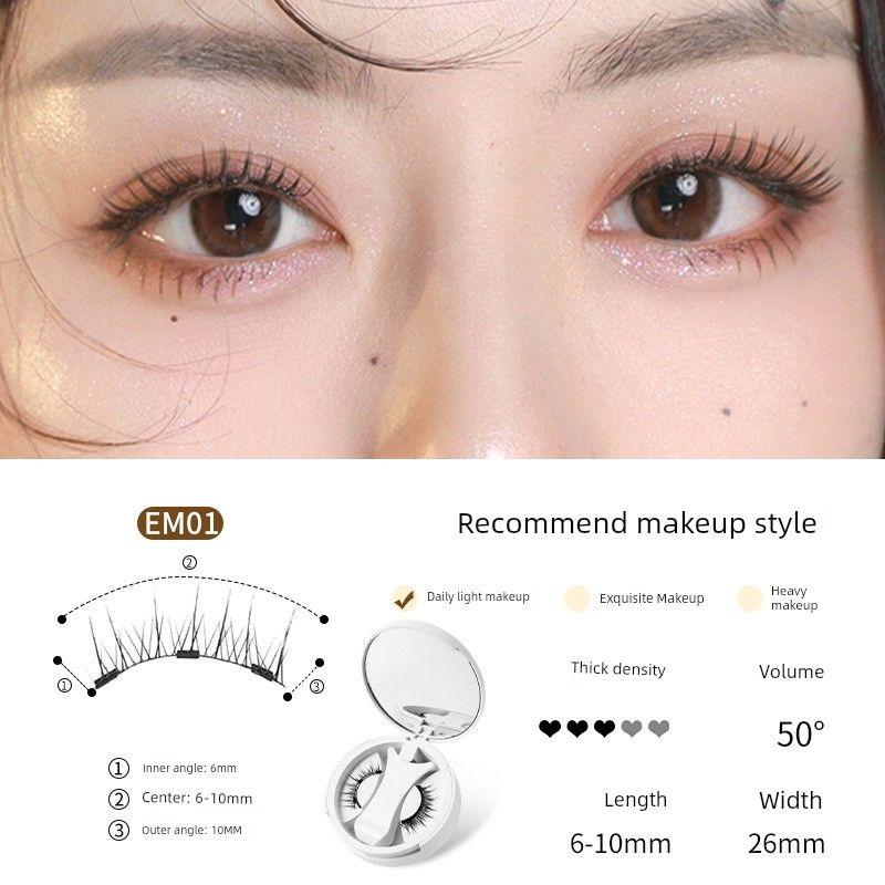 

[Glue-Free and Detachable] Light Soft Magnetic Fake Eyelashes Stickers Nature/Repeatable/Artificial Eyelashes Daily Light Makeup Em01 No Makeup Style
