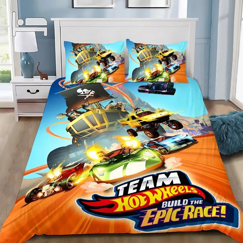 Hot Wheels Auta Povlak na přikrývku Povlak na polštář Ložní souprava Dospělý Chlapec Dívka Dekorace do ložnice Dětský dárek Jednolůžko Dvoulůžko Velký rozměr
