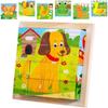 Wooden Puzzle Blocks for Kids, 6 In 1 Animal Pattern, Montessori Educational Toys for Toddlers Ages 2 3 4 Years Old Boys Girls