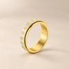Floral Spinner Ring with Repeating Sunflower Pattern and Rotating Outer Band for Everyday Jewelry Styling and Stacking