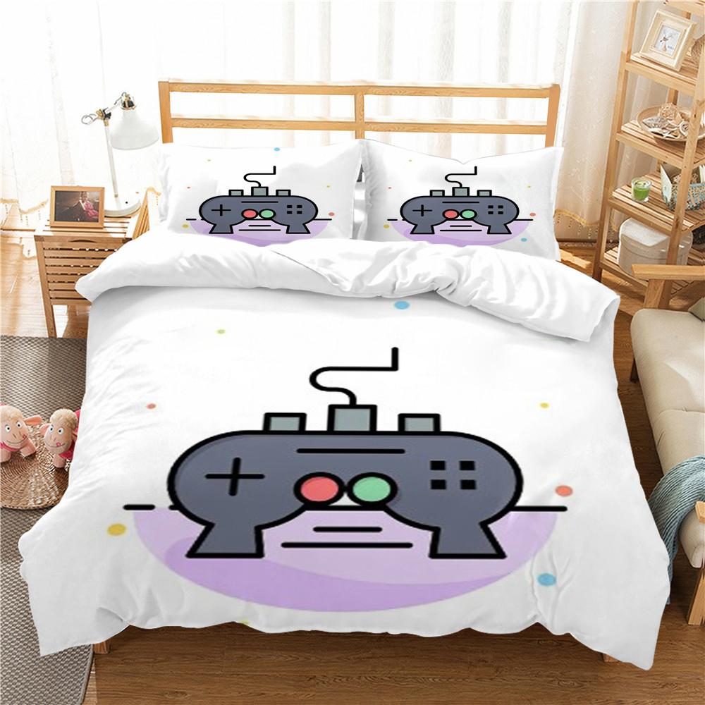 Bedding Set 3D Gamepad Print Bed Cover Bedclothes Home Three Piece Warm Polyester Pillowcase Quilt Cover