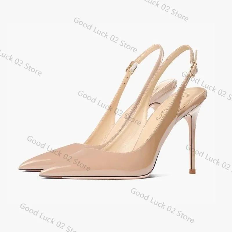 Fashion Sexy High-heeled Sandals with Pointed Tips and Elegant 2025 Summer Patent Leather Strappy Fashionable Party Women's Shoes