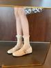 Sheepskin version~ genuine leather French silver light mouth with flat bottom inner height increase Mary Jane jk single shoes women's small leathe