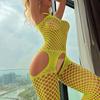 Women Thigh High Mesh Female Jumpsuit See Through Stockings Sexy Lingerie Suit Fishnet Transparent Elastic Sheer Lace Bodysuit