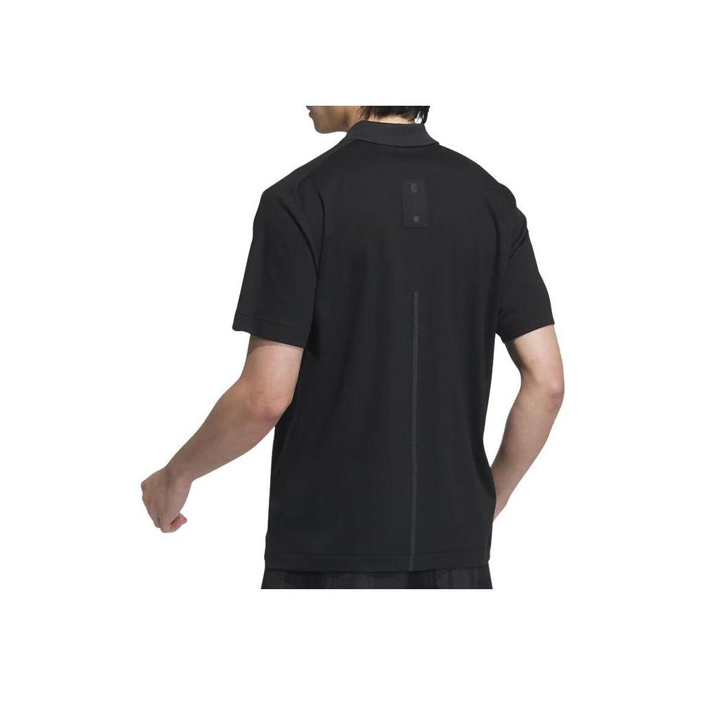 Adidas Solid Color Casual Training Short Sleeve Polo Shirt Men Tops Black JE6665