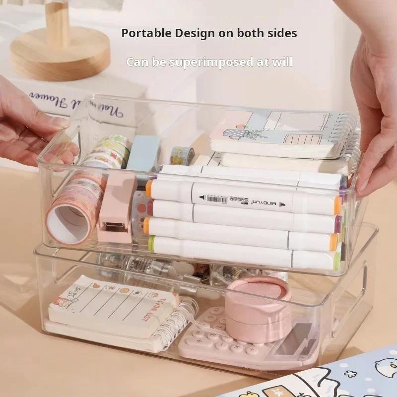 Desktop Storage Box Plastic Acrylic Shelf Storage Basket Transparent Waterproof High Aesthetic Value Stackable Box Organizer Box