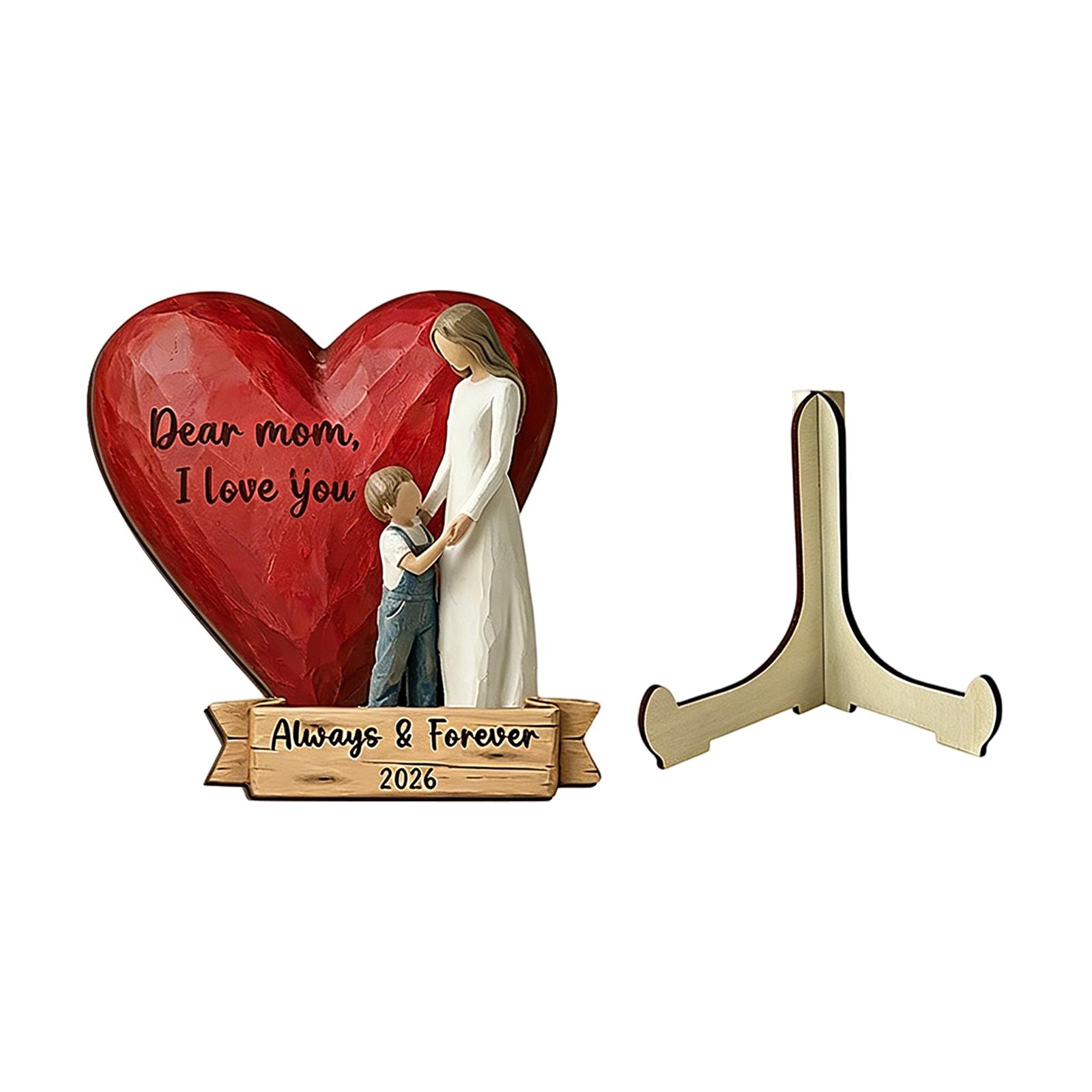 

Mother s Day Heart-Shaped Moon Ornament, Wooden Decor For Home And Table Decoration One Size