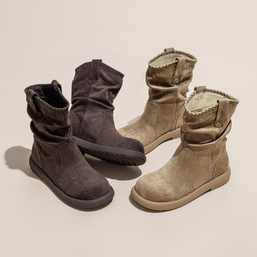 Pile Boots Women's Autumn New Thick-soled Heightening Cashmere Versatile Casual Martin Boots Short Boots