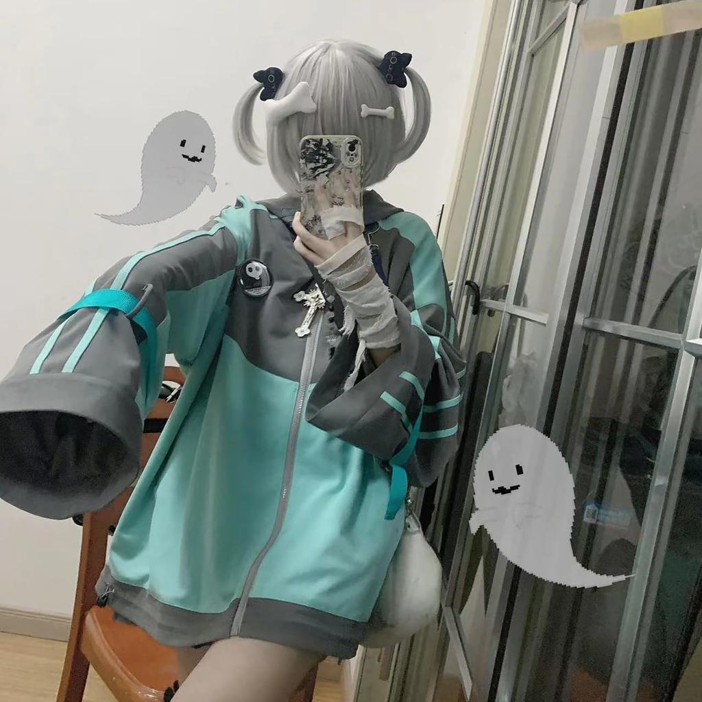 Sickly Long Size M [XHSUKADO] Zip-up Hoodie, Cute, Color-Changing, Coat, Sweatshirt, Top, Cute, Sleeve, Clothing, Subculture, Y2K, Shibuya, Harajuku,