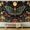 Moth Tapestry Boho Mushroom Hippie Tapestry Vintage Floral Plant Moon Phase Small Tapestries Wall Hanging for Dorm Room Decor