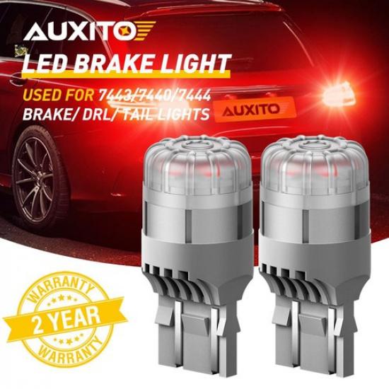 2X Auxito NEW 7443 7444 7440 LED Pure Red Brake Light Bulb Lamp Super Bright AP4