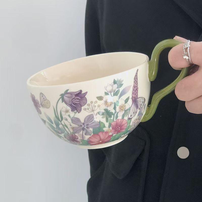 French Retro Coffee Cup Design Sense Niche Breakfast Ceramic Mug Housewarming Couple Birthday Gift Souvenir