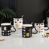 Kreative Liebe Tierbecher mit gutem Aussehen und süßem Paar Zuhause Keramiktasse Nachmittagstee Kaffeetasse mit Deckel Löffel