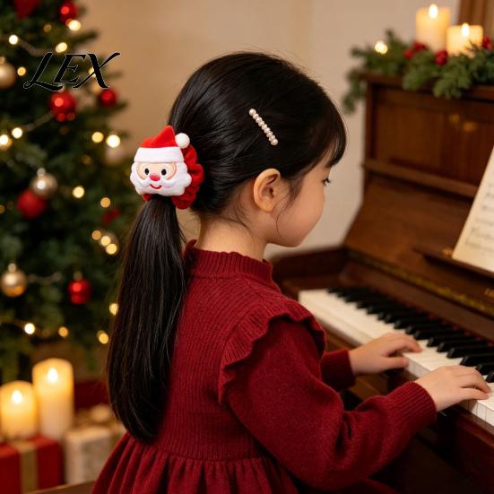 Versatile Hair Accessories for Daily Wear Flannel Christmas Tie Girls, Soft Scrunches with Reindeer/Christmas Tree/Gift/ Santa Scrunchies Party Claus