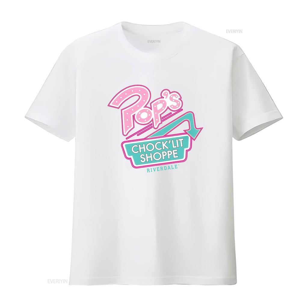 Riverdale Mens Pops ChockLit Shoppe Logo T Shirt Vintage Washed Stretched Versatile Top For Everyday Wear Homme
