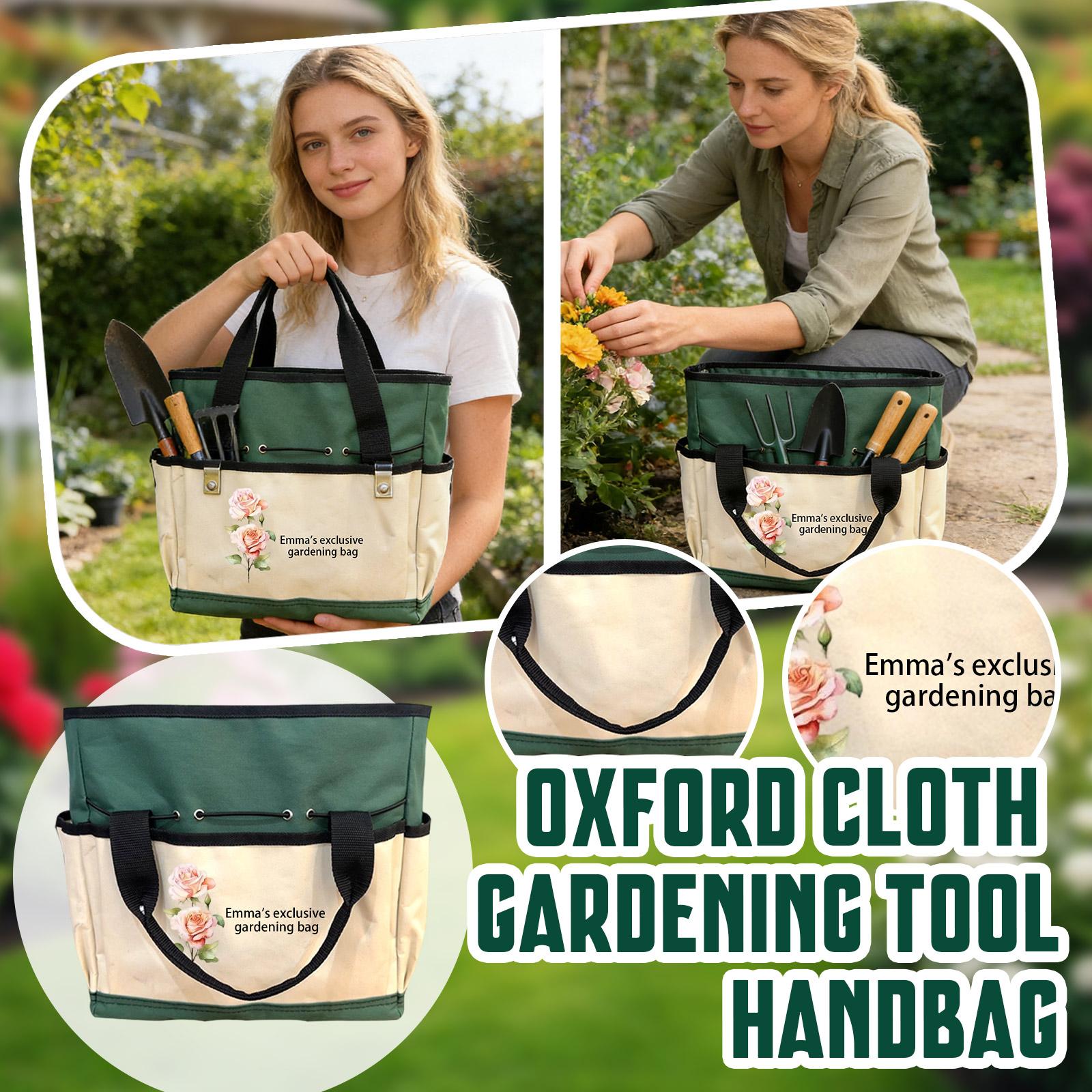 

Персонализированная, с узором и текстом, Большая вместимость, Много карманов, Цветные блоки, Оксфордская ткань, Садовая сумка-тоут для хранения One Size