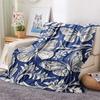 Blue and White Butterflies  Print Flannel Blanket, High quality Comfortable for All Seasons, Home Decor, Warmth and Comfort