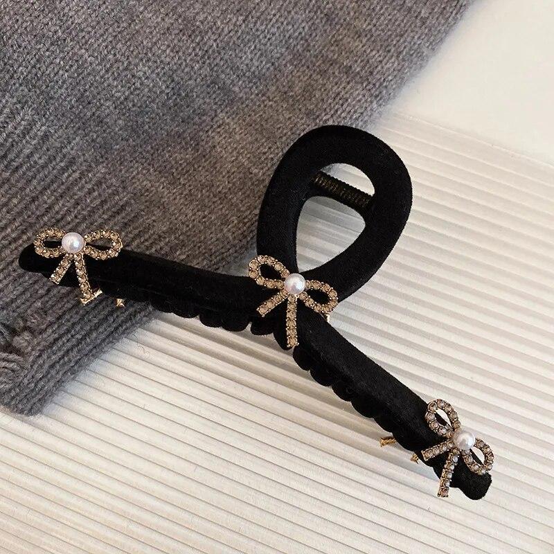 Retro Flocking Star Hair Claw Clip Female Vintage Large Plate Hairpins Barrettes Shark Clip Headdress For Women Hair Accessories