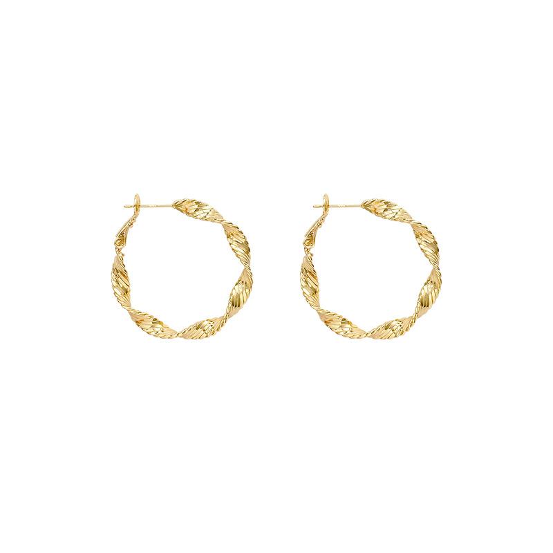 Cold wind metal texture twisted circle earrings women's year new fashion niche design simple earrings