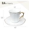 Espresso Cups and Saucers, 2.4 Oz, Set of 12, Gold Rim, Demitasse Espresso Cups, Porcelain Espresso Cups with Saucer