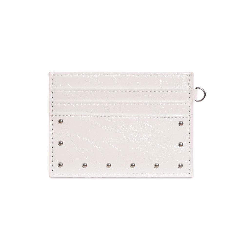 

Ultra Thin Cracked Leather Card Holder Wallet Fashion Mini Rivet Card Holder Solid Color Multi Slots Card Case Women Coin Purse білий