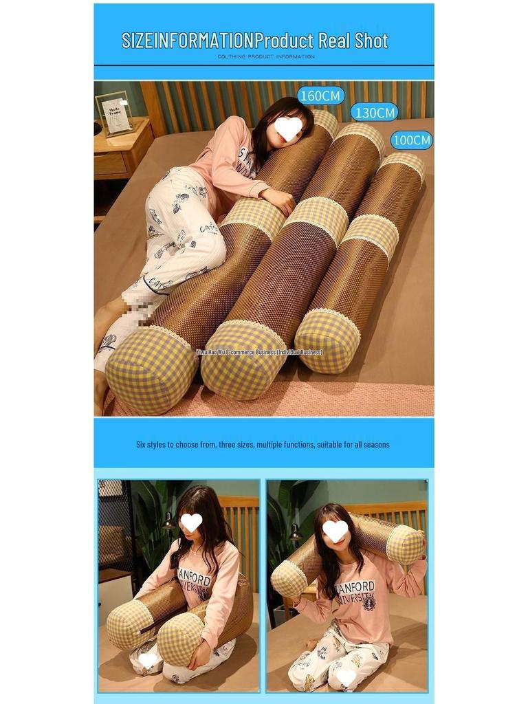 Breathable Linen Cylindrical Cooling Pillow for Girls' Bedroom