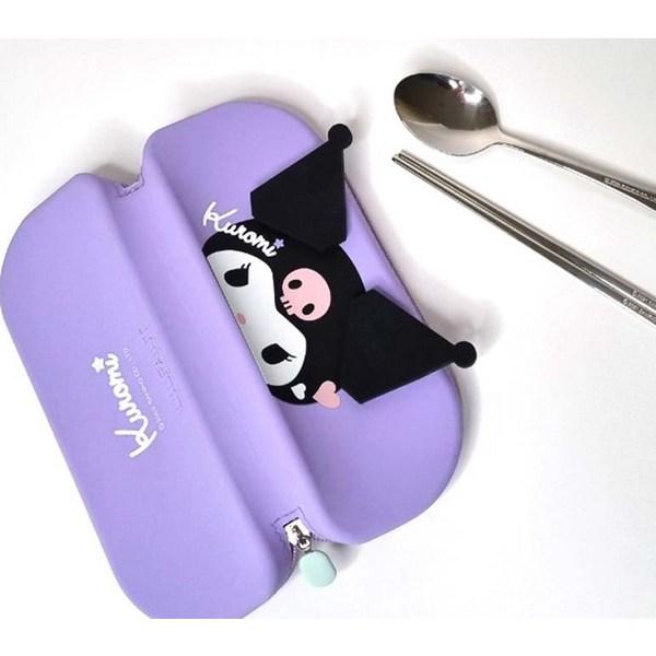 Lilpang Kuromi Tender Soft Silicone Cutlery Case, Mixed Colors, 1 Piece, Korean popular tableware