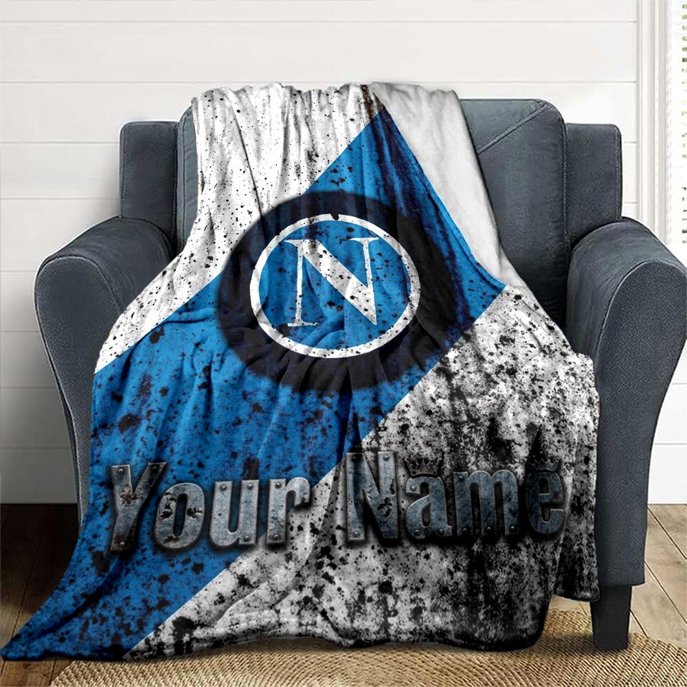 Name Custom SSC Napoli Logo Print Flannel Blanket High Quality Warm Comfortable Cover for All Seasons Perfect for Gifts Home Decor
