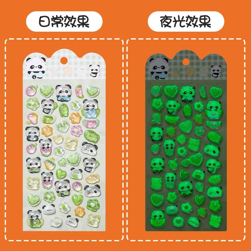 Glow In Dark 3D Embossed Sticker Cartoon Kids Decal for Phone Case Decor Crystal Diamond Japanese Style Assorted Color