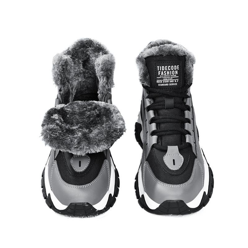 High-top Winter Velvet Warm Cotton Shoes Two-cotton Sports Shoes Thickened Snow Boots New