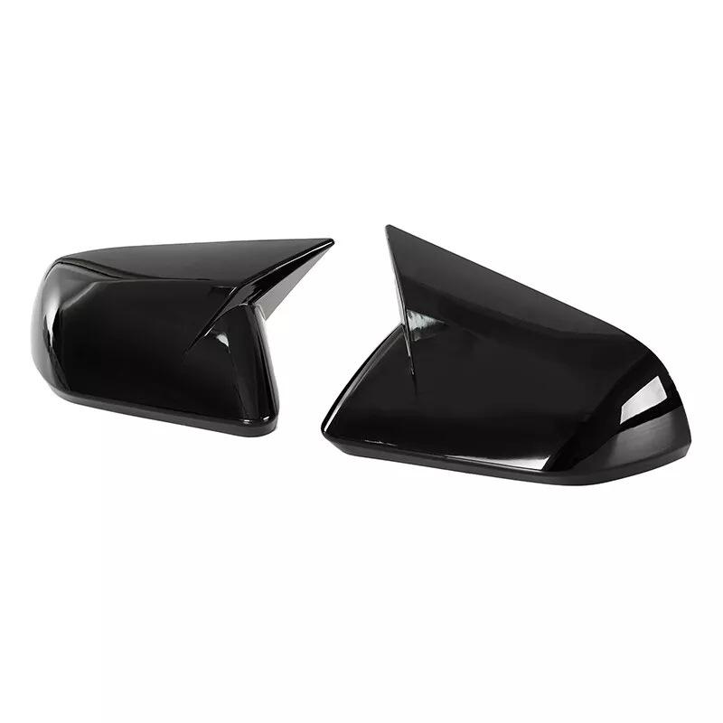 1 Pair Side Mirror Covers for Ford Mustang 2015-2025 Horn Style ABS Plastic Glossy Black Car Exterior Accessories