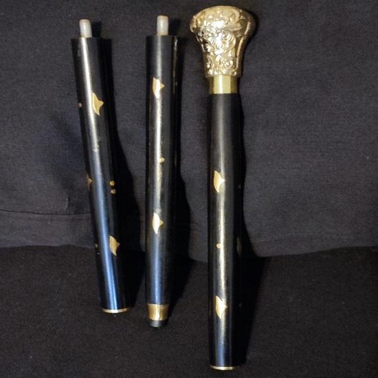Victorian Walking Stick with Engraved Brass Handle
