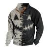 Men's Casual Fashion Christmas Printed Hoodless Sweatshirt Wide Men's Loose Button Stand Collar Hooded Sweatshirt