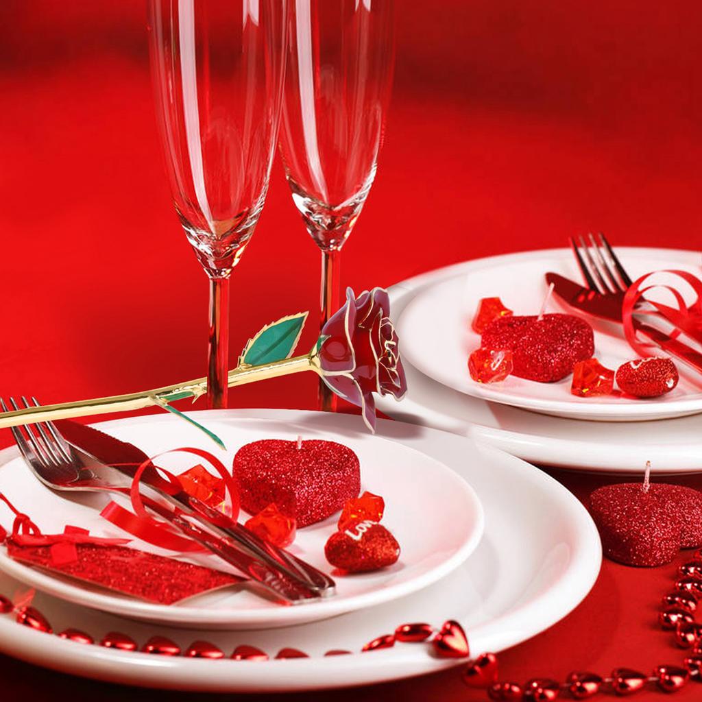 Love Forever Long Stem 24k Gold Foil Trim Red Rose Flower Best Gift for Valentine s Day