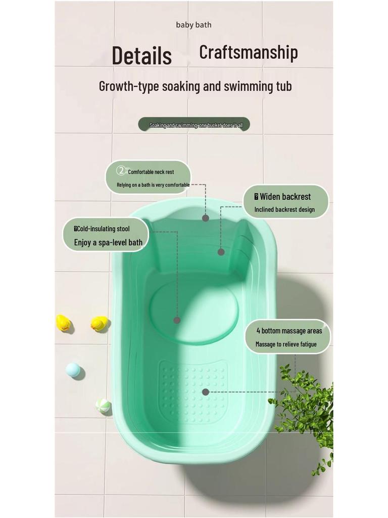 Large Infant & Child Soaking Bathtub - Full Body Bath Tub for Home