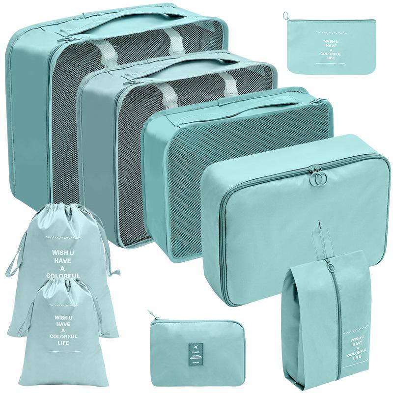 Travel Storage Set: Foldable Toiletry, Makeup, Clothes, Shoes, Digital Accessories, and Drawstring Luggage Bags.