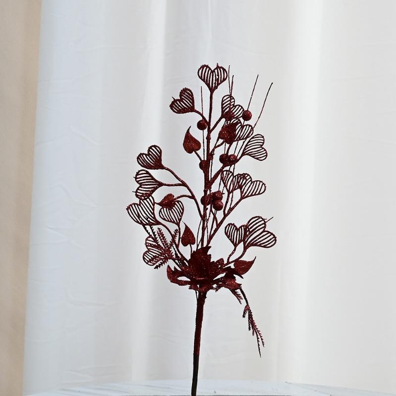 Christmas ornaments heart fan leaves lily decorative branches Christmas tree plugins atmosphere supplies simulated branches berries