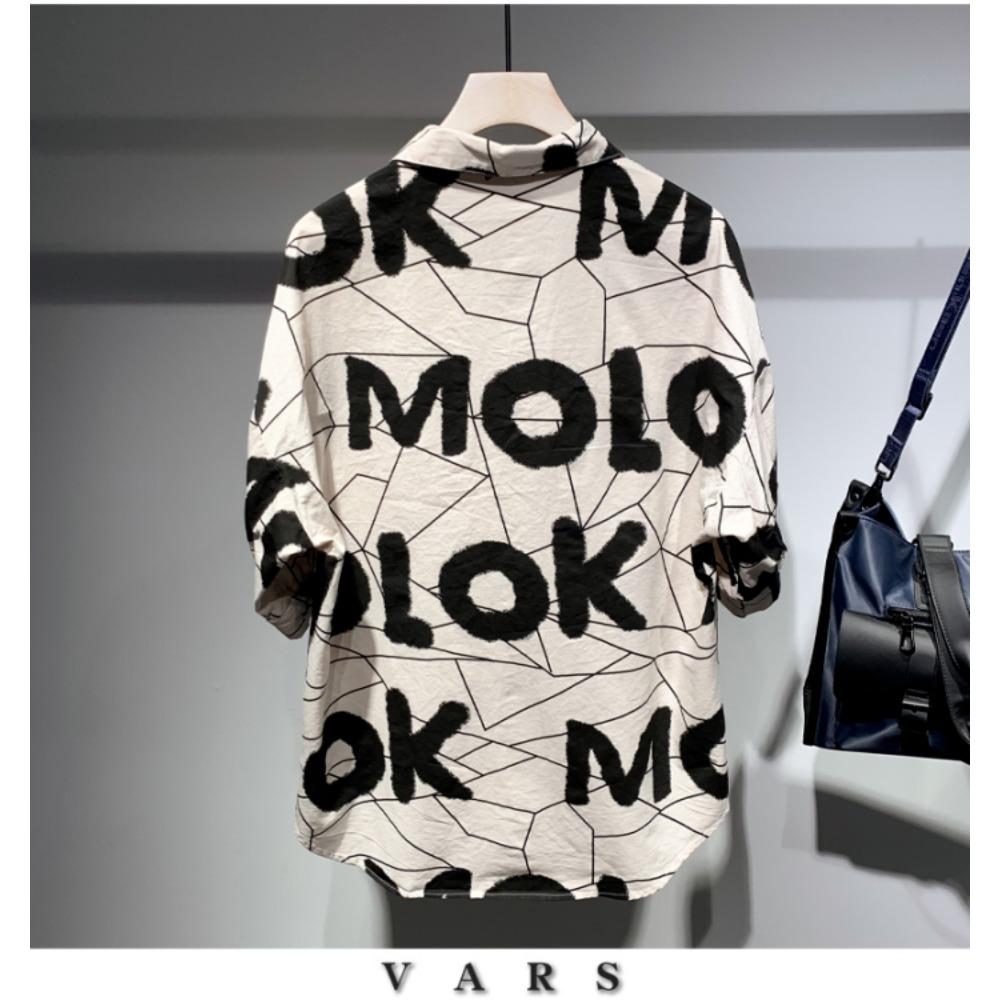 Nowa Koszula z Rękawem Pięciopunktowym z Nadrukiem Męska Letnia Modna Modna Luźna i Codzienna Personalizowany Kardigan