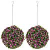 Set of 2 Decorative Artificial Plants, UV-protected Artificial Plant Topiary Rose Balls, Fake Plants for Home Indoor outdoor Decor, 28cm, Purple