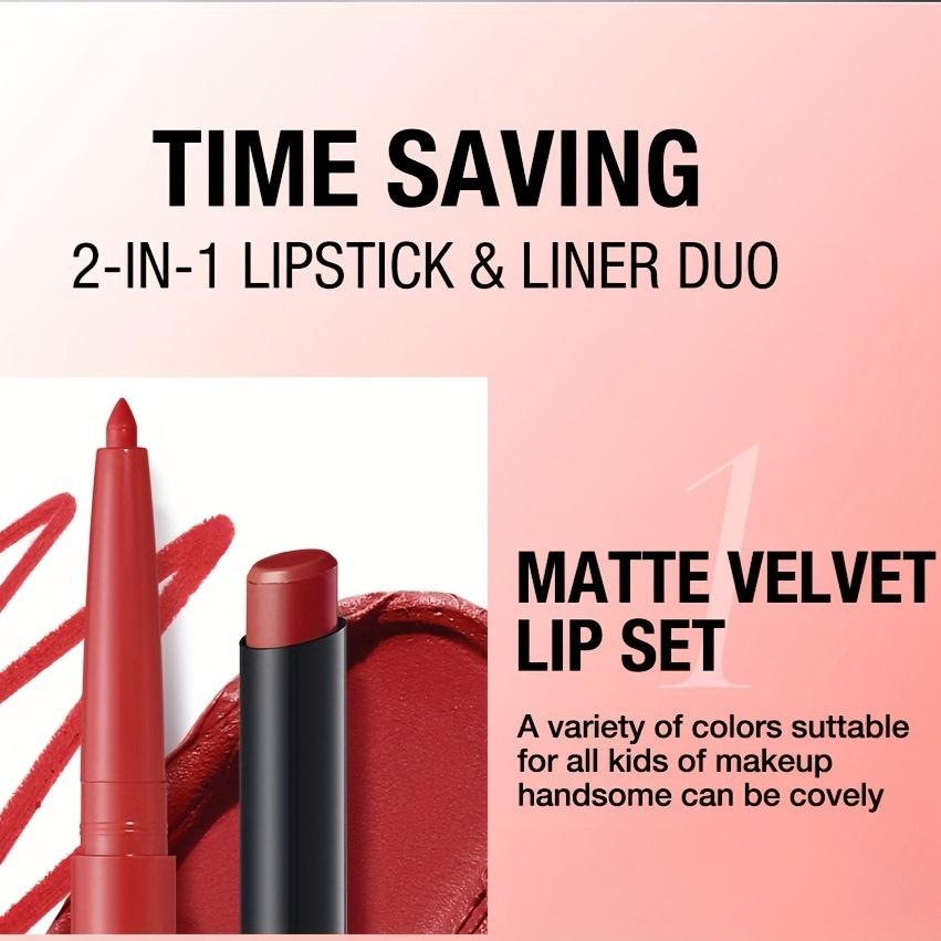 12set Lip Liner & Lipstick Set, Matte Effect and Moisturizing, Soft and Silky Touch, Create Full Lips, Waterproof Formula.