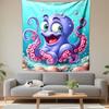 Glücklicher Lila Oktopus Cartoon Design Gemustertes Wandteppich Dekorative Wandbehang, Haus Schlafzimmer Wohnzimmer Dekor