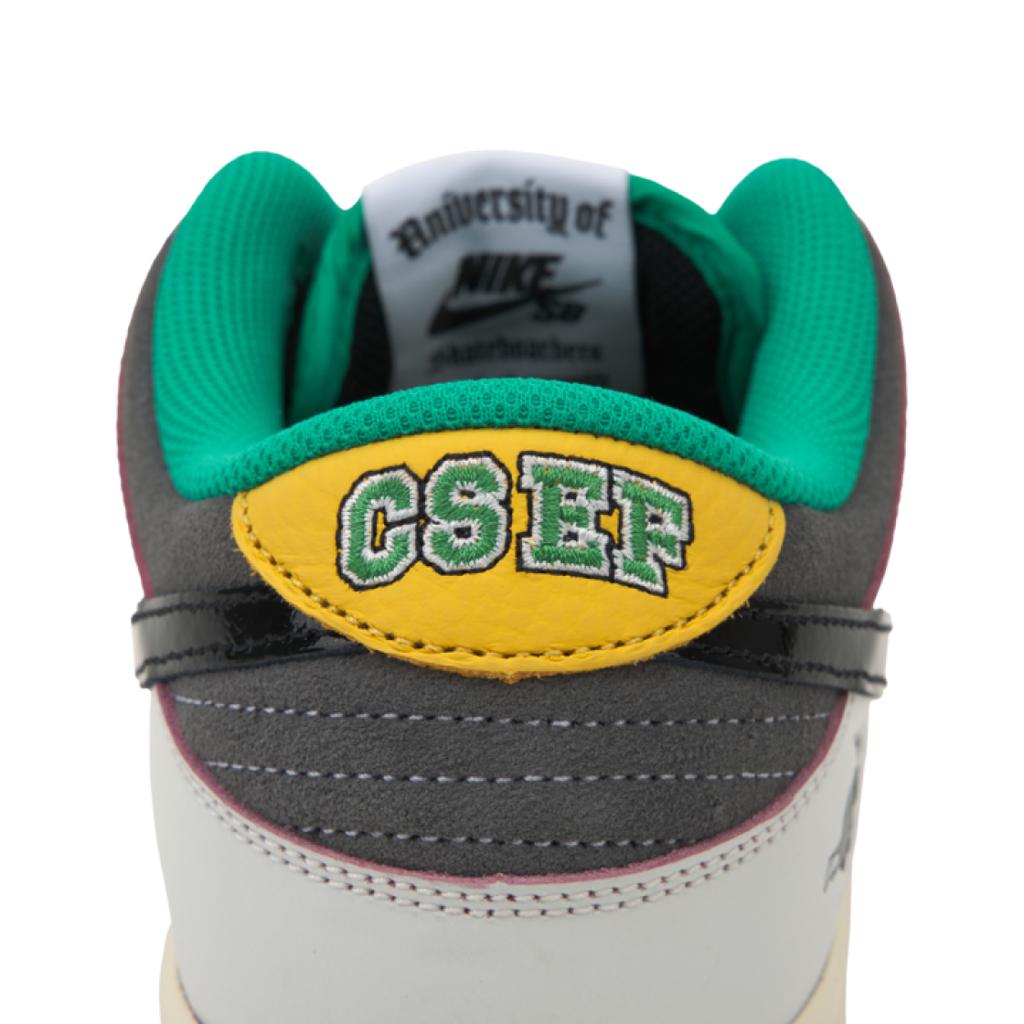 Mens CSEF X Nike Dunk Low SB White Clear Emerald Unisex Sneakers Summit-White Black Iron-Grey HJ4132-100