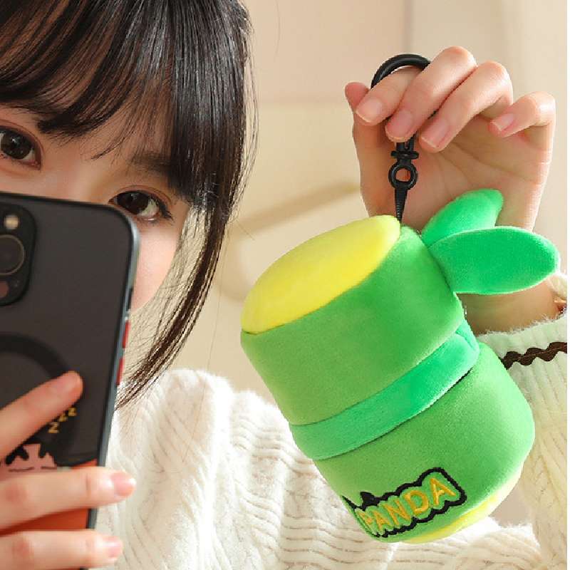Tube Bamboo Panda Plush Toy Backpack Pendant Keychain Car Decoration Pp Cotton